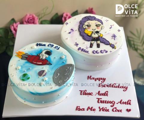 [2965] (120) Bánh đôi cho sinh nhật chung độc đáo, ấn tượng