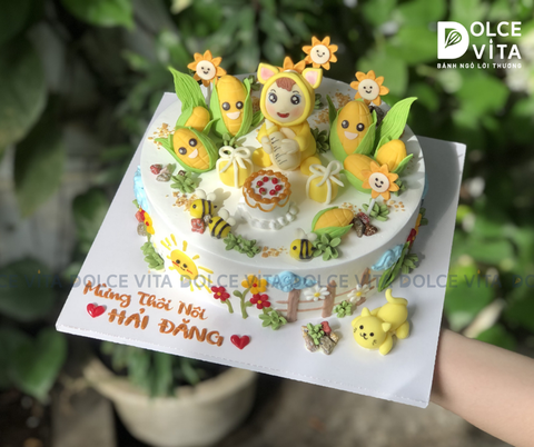 486 (350) Bánh tạo hình trang trí quả bắp, sinh nhật bé tuổi mèo (đặt trước 3 ngày)