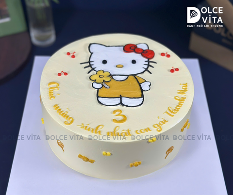 [3100] (70) Bánh Kem Vẽ Hình Hello Kitty – Món Quà Ngọt Ngào Cho Bé Gái