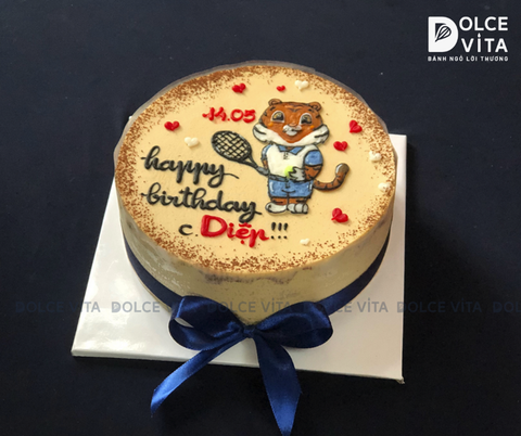 378 (60) Tiramisu vẽ hình hổ (cọp) chơi tennis