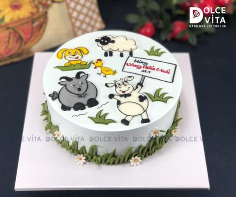 [3115] (100) Bánh kem chủ đề nông trại – Mang giai điệu 