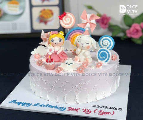 315 (250) (Đặt trước 2 ngày) Bánh tạo hình búp bê, kẹo mút chong chóng cho bé gái