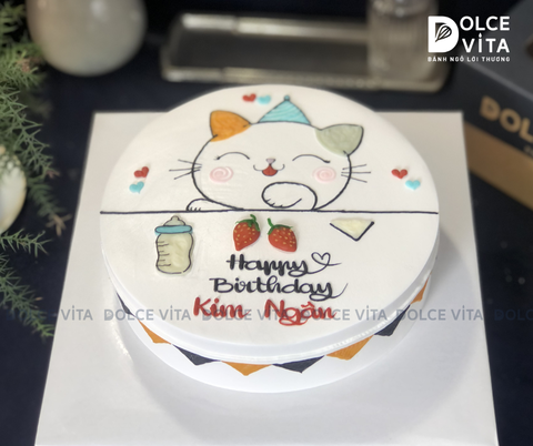 [2111] (50) Bánh vẽ hình chú mèo đáng yêu tặng bé gái