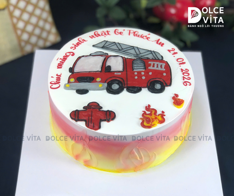 [1554] (80) Bánh sinh nhật xe cứu hỏa cho bé trai