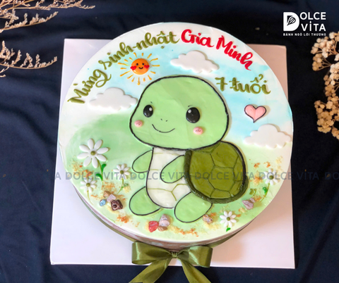 [1250] (70) Bánh vẽ chú rùa cho sinh nhật bé trai, bé gái