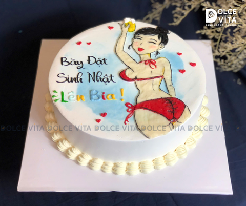 [1233] (90) Bánh cô gái bikini - tiệc sinh nhật sôi động