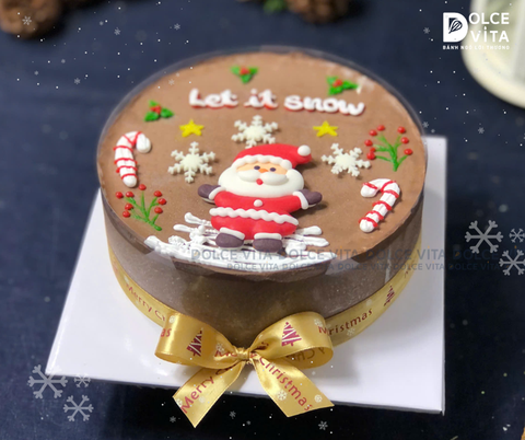 N501 (20-20-50-50) Chocolate mousse trang trí ông già Tuyết (Bánh giáng sinh/ Christmas/ Noel)