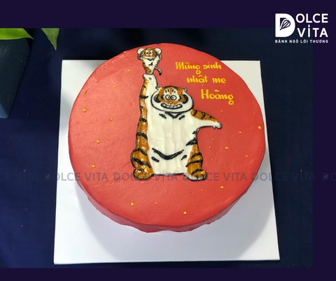 587 (90) Bánh vẽ 2 mẹ con hổ (cọp)