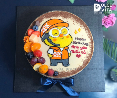 [3074] (80) Bánh vẽ nhân vật chính mặc đồng phục shipper Shopee- quà tặng ý nghĩa
