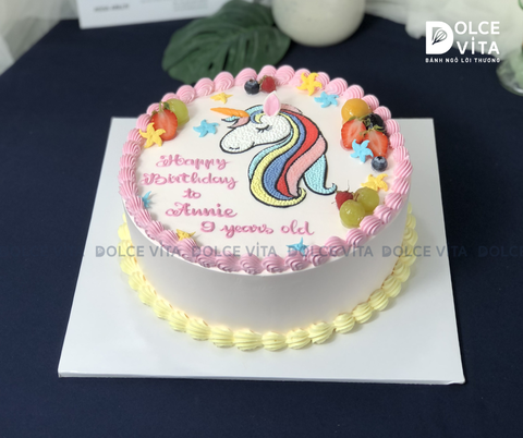 309 (60) Bánh vẽ hình Pony (unicorn) cầu vồng