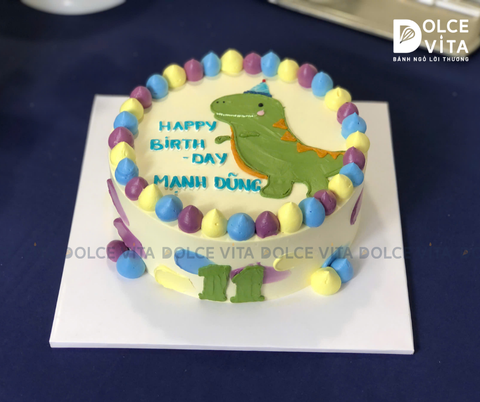 252 (90) Bánh kem vẽ khủng long dễ thương