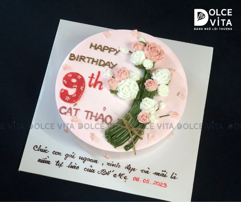 [763] (90) Bánh kem trang trí bó hoa màu pastel - Quà tặng nữ tính