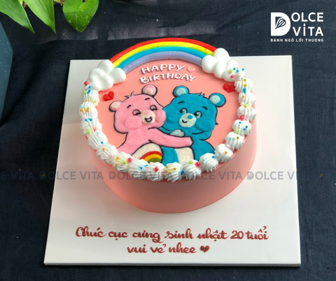 684 (90) Bánh vẽ gấu - cầu vồng đáng yêu