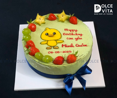 764  Bánh matcha yogurt vẽ gà con