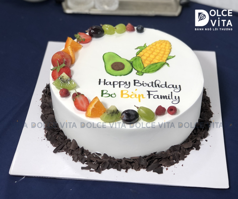 [0476] (60) Bánh sinh nhật Gia đình -vẽ quả bơ, quả bắp