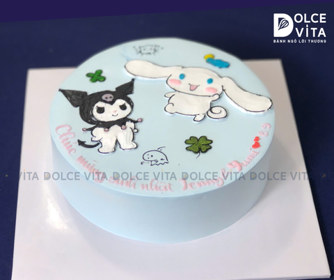 [589] (100) Bánh vẽ chú chó Cinnamoroll và Kuromi cho fan của hoạt hình Sanrio