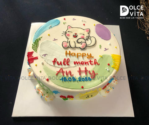767 (60) Bánh màu sắc trang trí vẽ mèo