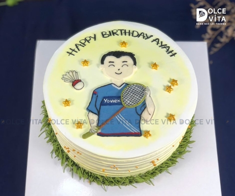 [1455] (80) Bánh kem vẽ vận động viên cầu lông