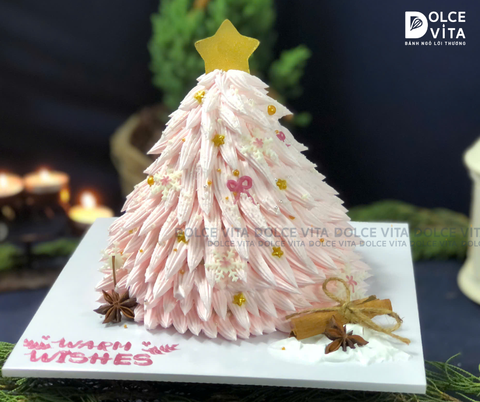 TD010 Bánh tạo hình cây thông Giáng sinh màu hồng
