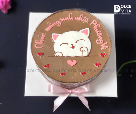 1082 (30) Chocolate mousse vẽ hình chú mèo