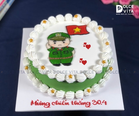 [1274] (70) Bánh kem vẽ chiến sĩ công an nhân dân - đậm tinh thần dân tộc