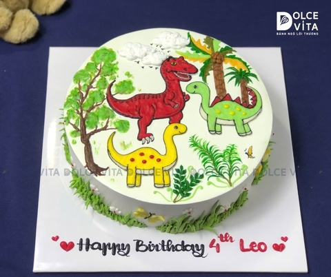 [1422] (L150) Bánh Kem Vẽ Khủng Long Cho Sinh Nhật Bé