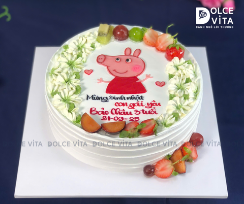 [1827] (50) Bánh kem vẽ chú Heo Peppa Pig