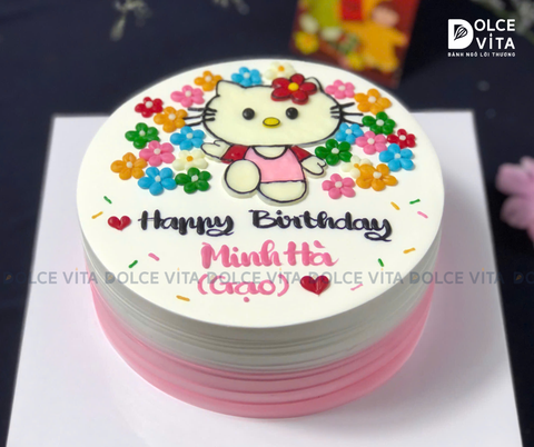 [1557] (70) Bánh kem vẽ Mèo Kitty cho bé gái