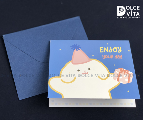 Thiệp sinh nhật hình bánh kem 3D (Xanh dương)