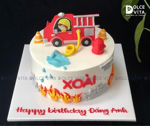 [1321] (300) Bánh sinh nhật xe cứu hỏa cho sinh nhật bé trai