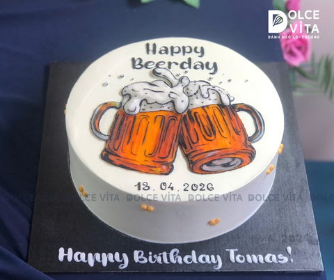 [2998] (40) Bánh kem vẽ hình ly bia cụng nhau cho họp mặt