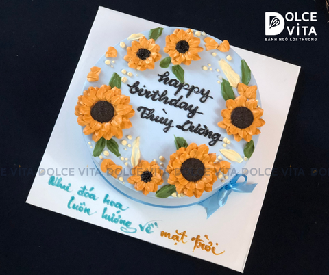 774 (70) Bánh vẽ trang trí hoa hướng dương tặng cho tốt nghiệp