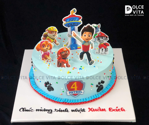 [1317] (70) Bánh Sinh Nhật Bé – in hình tag cắm Chủ Đề Chó Cứu Hộ (Paw Patrol)