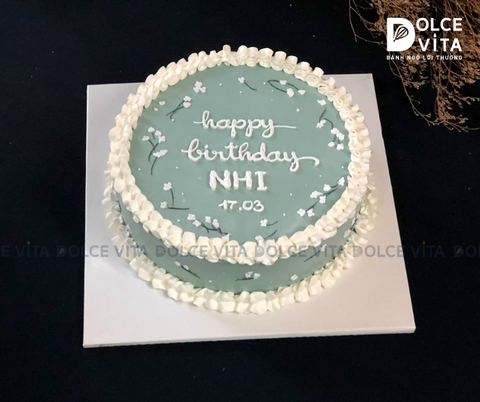 775 Bánh trang trí hoa nhí đơn giản tone xanh [Liti]