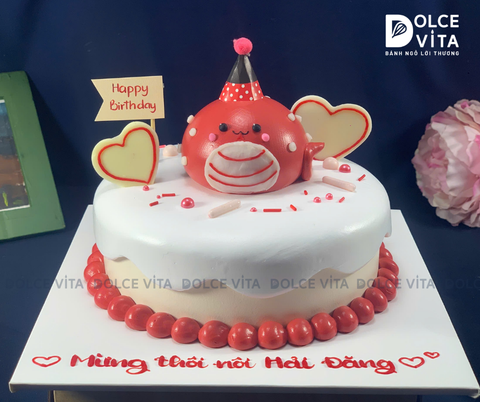 [3146] (150) Bánh Kem Tạo Hình Chú Rắn Cho Sinh nhật, Thôi nôi, Đầy tháng tuổi Rắn - Tone đỏ