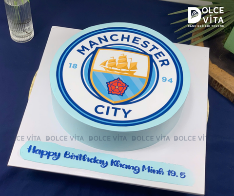 [3819] (60) Bánh kem in logo Manchester City – Quà tặng sinh nhật hoàn hảo cho fan bóng đá