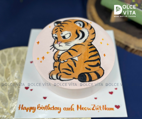[3069] (90) Bánh kem vẽ hình chú hổ (cọp)