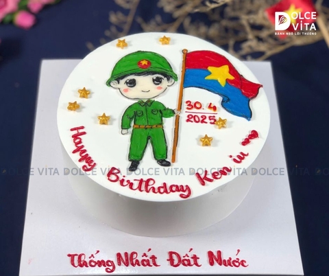 [1275] (70) Bánh kem vẽ người lính giải phóng quân  - đậm tinh thần dân tộc
