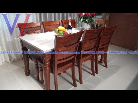 Bộ bàn ăn gỗ xà cừ: GH-6035