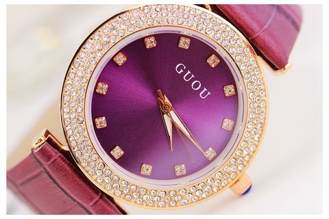 Đồng hồ nữ Guou viền gắn đá thời trang