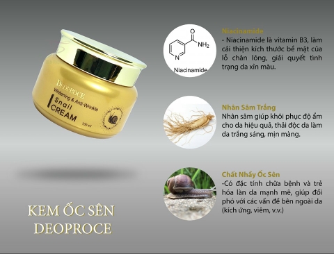 Kem dưỡng trắng, làm trắng, chống nhăn chiết xuất ốc sên - WHITENING ANTI WRINKLE SNAIL CREAM DEOPROCE