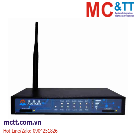 Router công nghiệp 4G VPN 4*LAN + 1*WAN + Wi-Fi + Dual SIM + GPS Alotcer AR7000