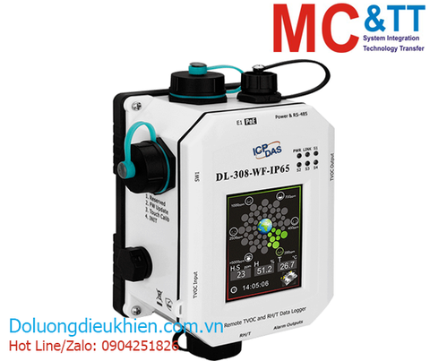 Module Data Logger đo TVOC + nhiệt độ + độ ẩm RS-485/Ethernet/Wi-Fi Modbus RTU/TCP & MQTT ICP DAS DL-308-WF-IP65 CR