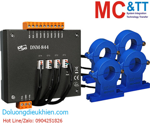 Bộ biến đổi dòng điện (CT) 4 kênh đầu vào 50A sang tín hiệu tương tự (+/-10VDC) ICP DAS DNM-844-50A CR