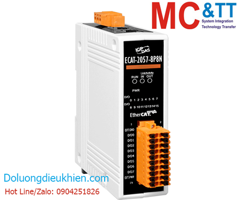 Module EtherCAT Slave 8 kênh đầu ra số DO PNP + 8 kênh đầu ra số DO NPN ICP DAS ECAT-2057-8P8N CR