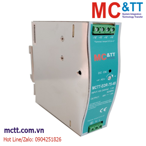 Bộ đổi nguồn Din-Rail MCTT-EDR-75-24 75W, 24VDC, 3.2A