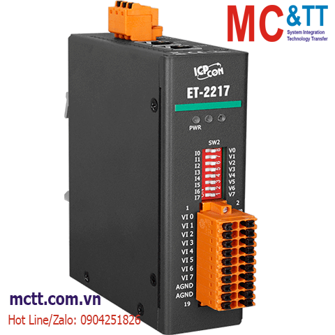 Module 2 cổng Ethernet Modbus TCP & MQTT 8/16 kênh AI ICP DAS ET-2217 CR