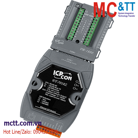Module Ethernet Modbus TCP 10 kênh AI Thermocouple + 6 kênh DO ICP DAS ET-7018Z/S CR