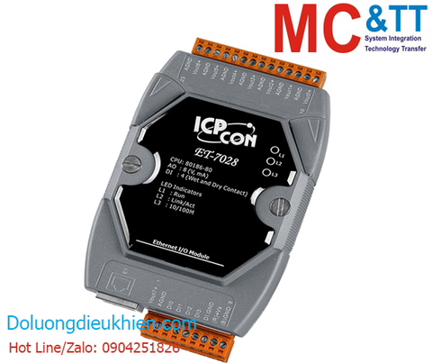 Module Ethernet Modbus TCP 8 kênh đầu ra tương tự AO ICP DAS ET-7028 CR