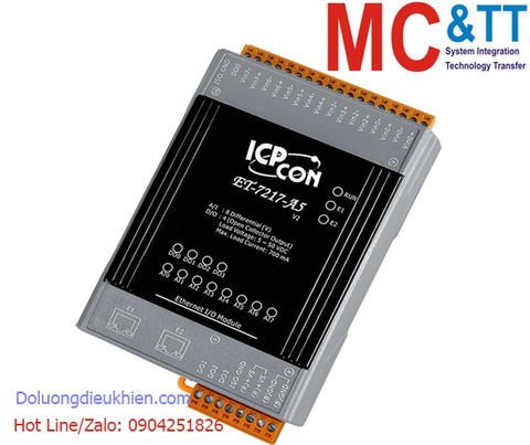 Module 2 cổng Ethernet Modbus TCP 8 kênh AI + 4 kênh DO ICP DAS ET-7217-A5 CR